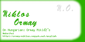 miklos ormay business card